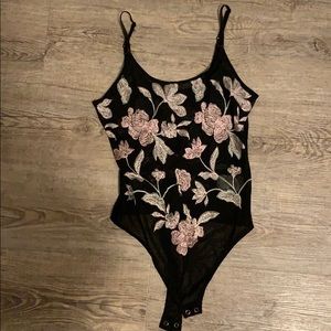 Express floral mesh body suit